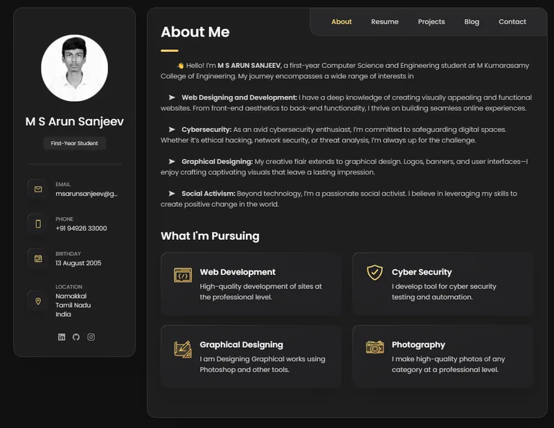 My Portfolio Site V2 project screenshot